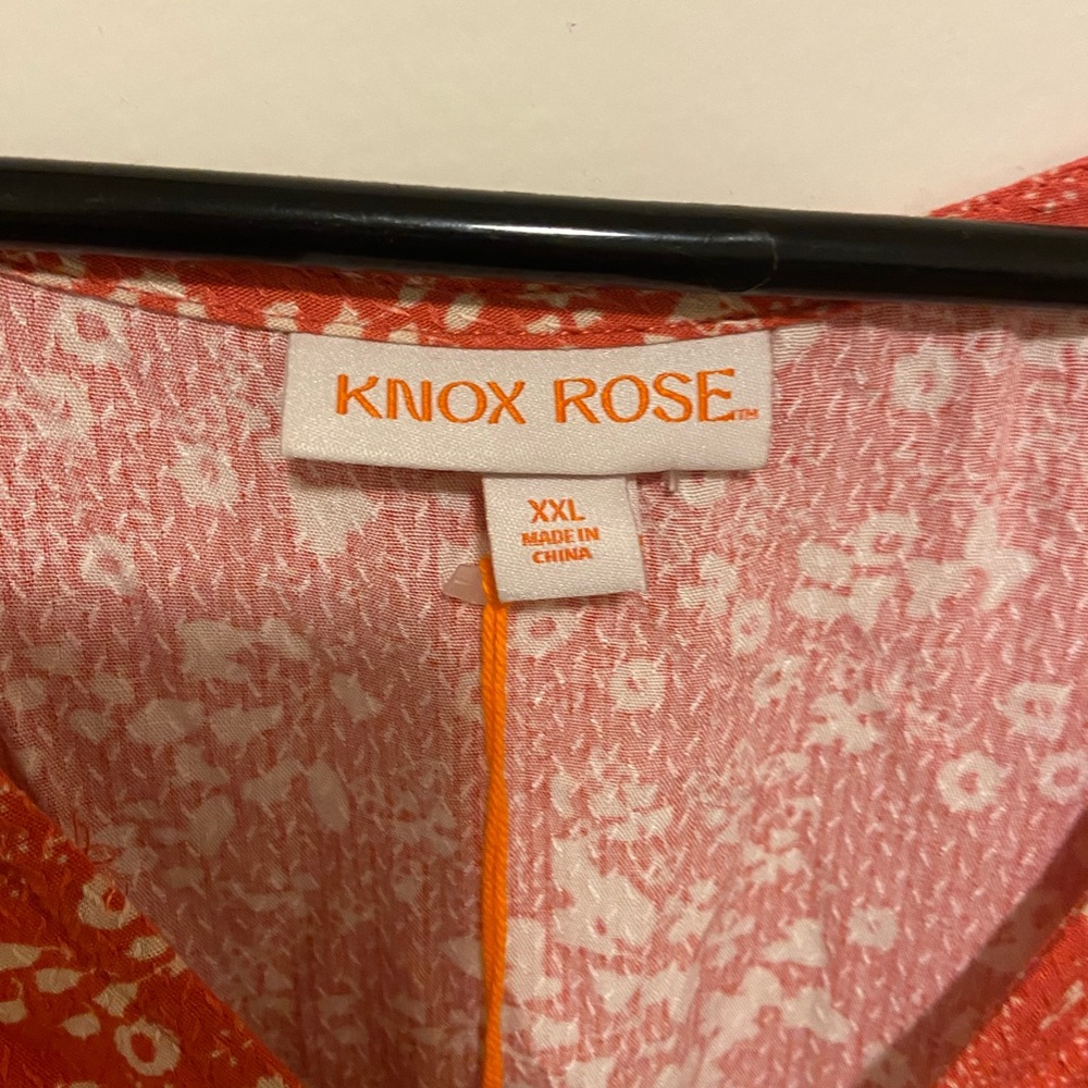 A NEW DAY Orange and Cream Tropical Floral Short Sleeve Sheer Maxi Dress XXL - Picture 7 of 10